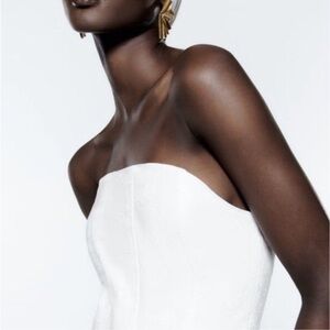 Zara White Strapless Sheath Crop Top